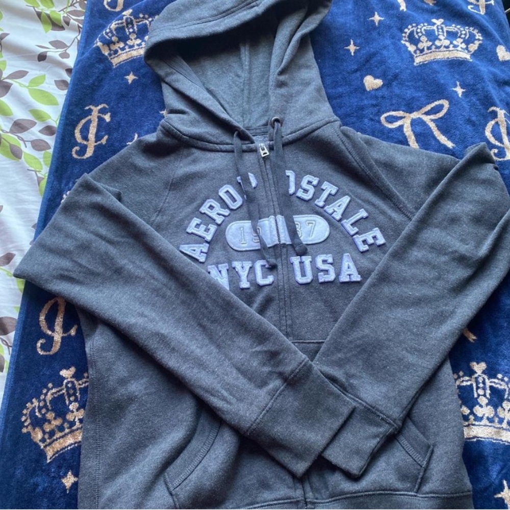 Aeropostale Charcoal Hoodie with Embroidered Logo